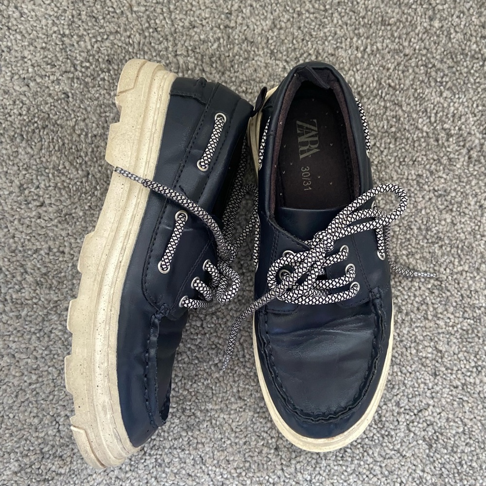 Zara Boys Navy Boat Shoes